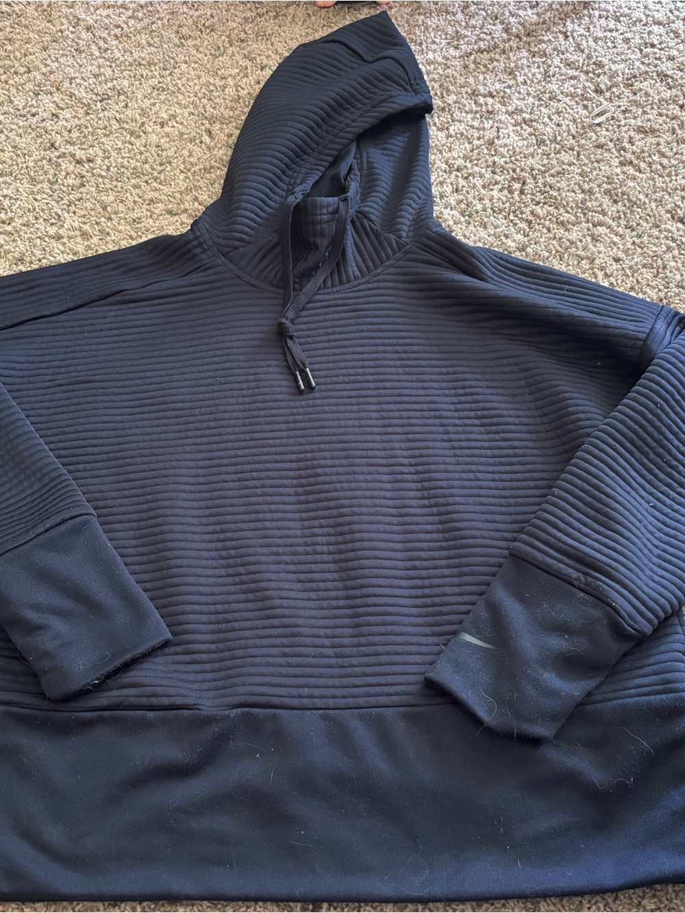 Nike Women's Navy Ribbed Hooded Pullover